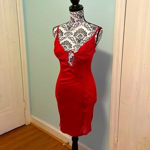 Sexy red dress with sheer side paneling